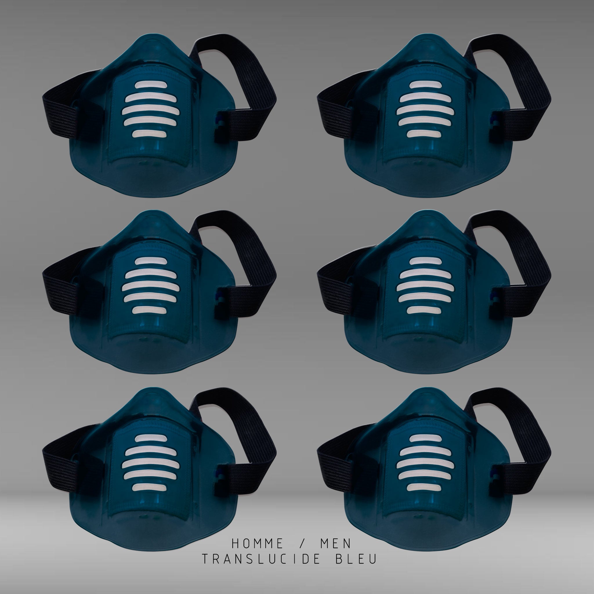 MASK-PRO TRANSLUCIDE BLEU PAR PACK DE 6 PIECES