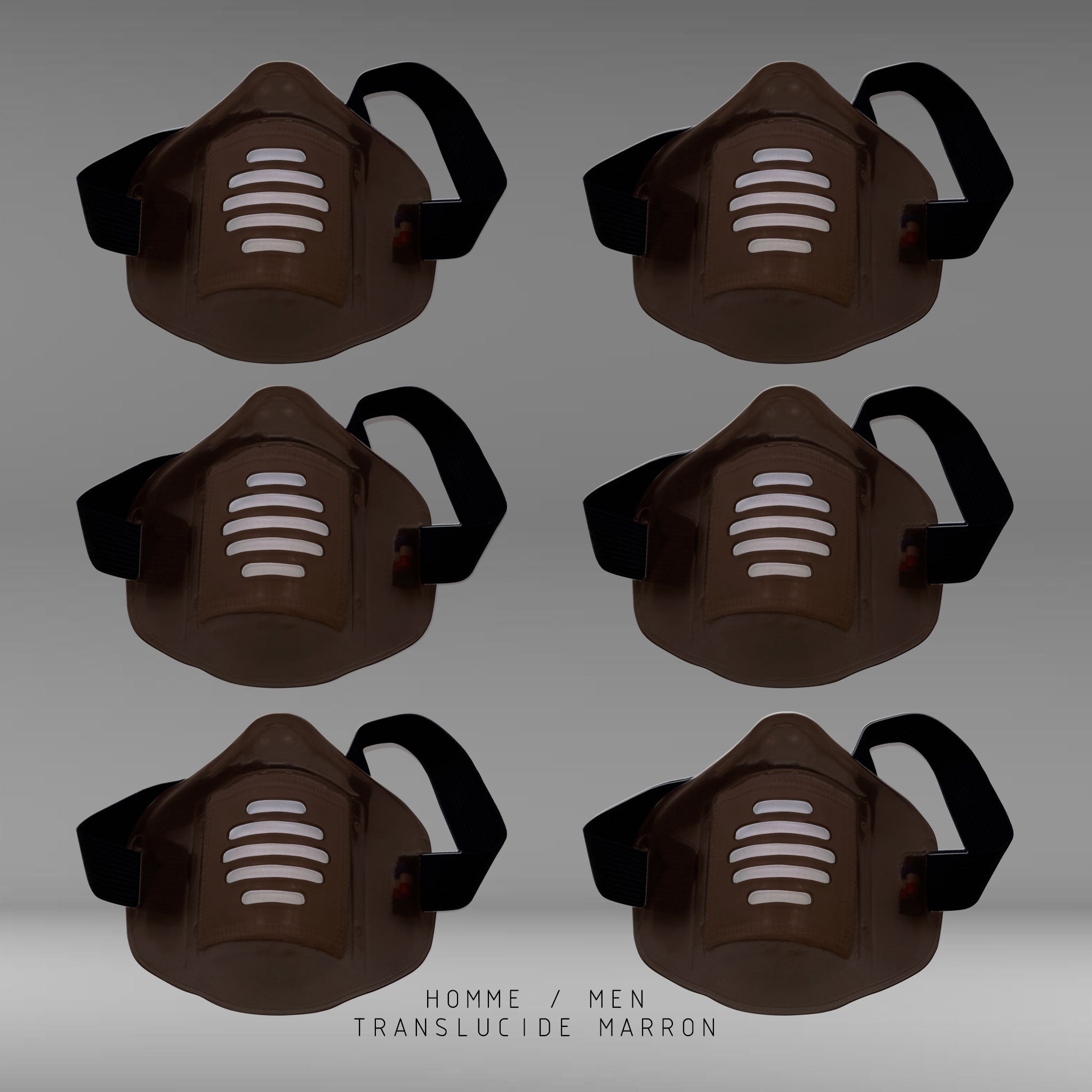 MASK-PRO TRANSLUCIDE MARRON PAR PACK DE 6 PIÈCES