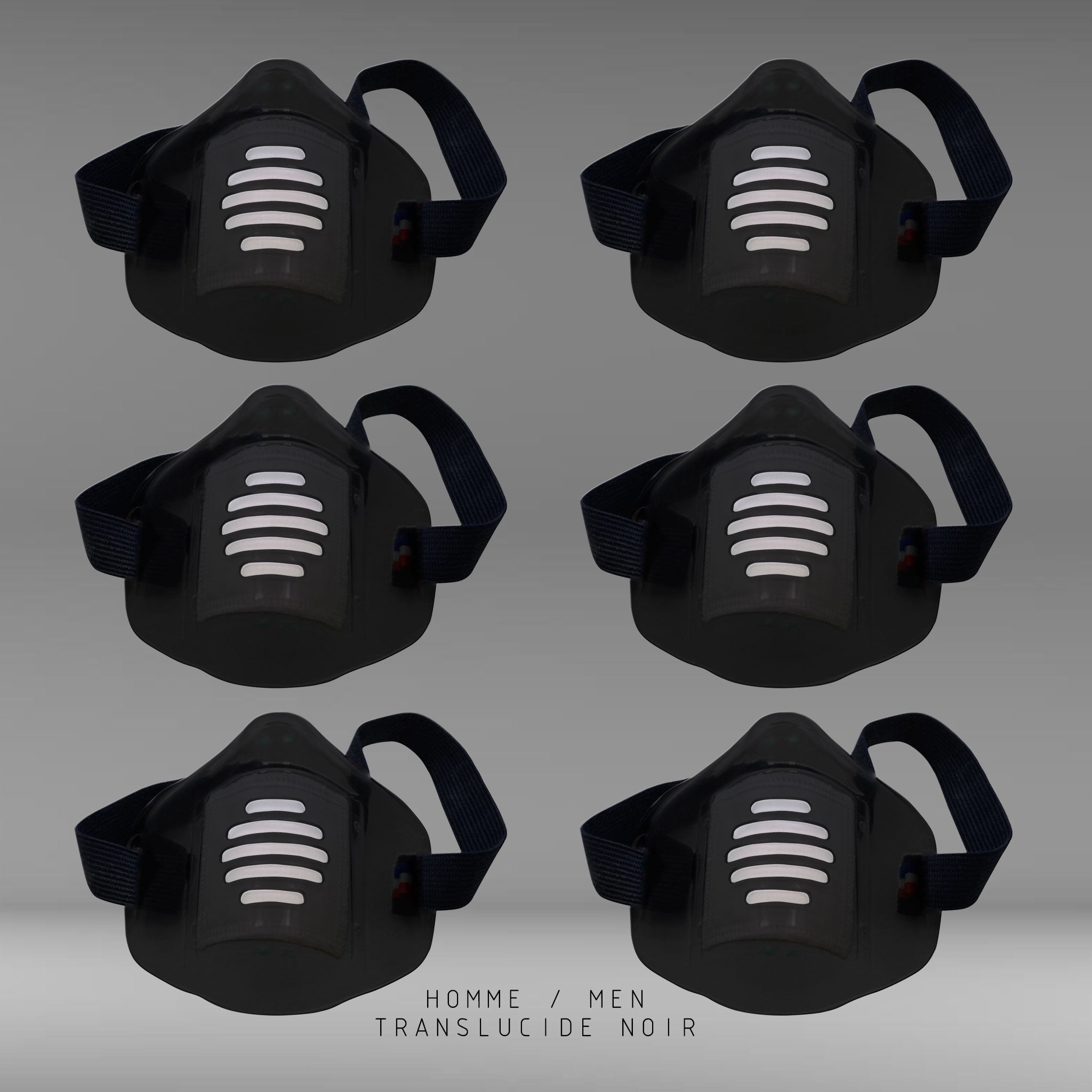 MASK-PRO TRANSLUCIDE NOIR PAR PACK DE 6 PIECES