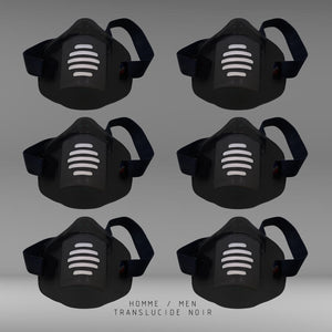 MASK-PRO TRANSLUCIDE NOIR PAR PACK DE 6 PIECES
