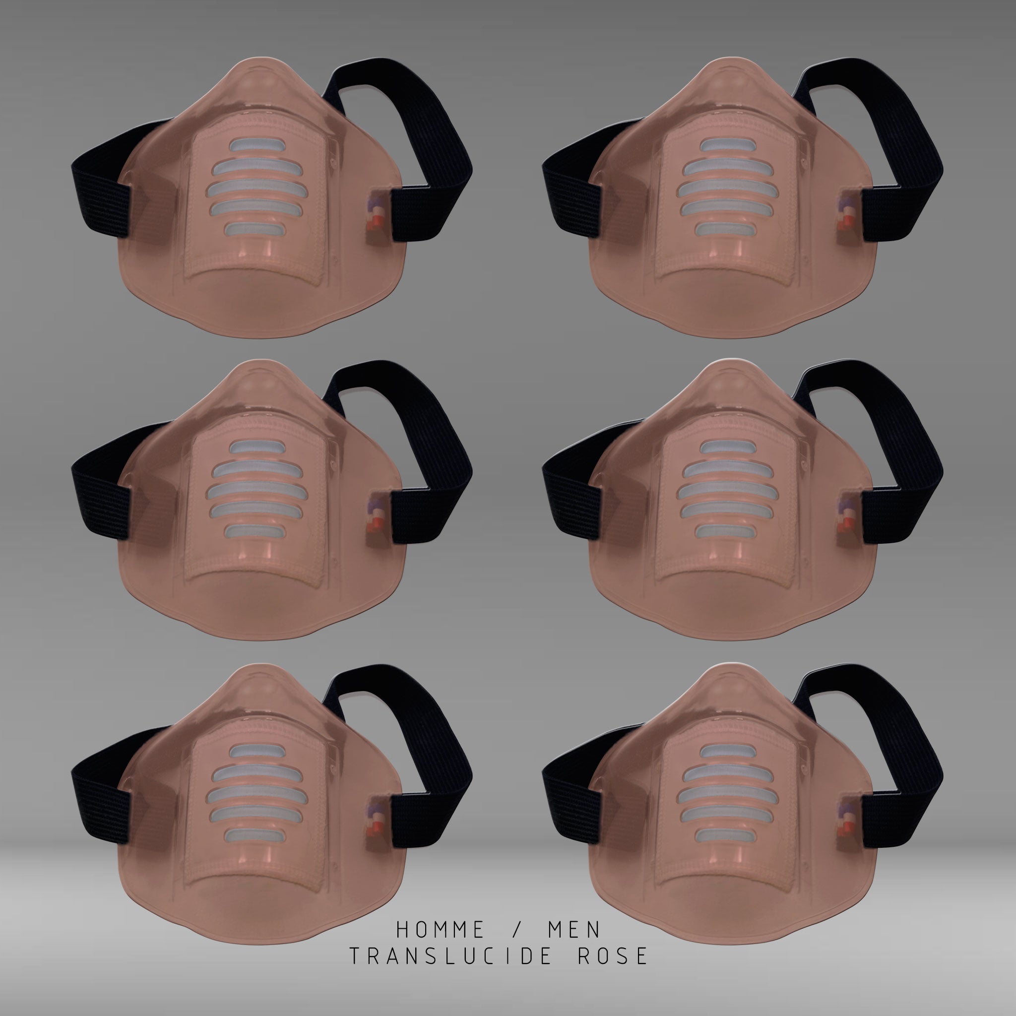 MASK-PRO TRANSLUCIDE ROSE PAR PACK DE 6 PIÈCES