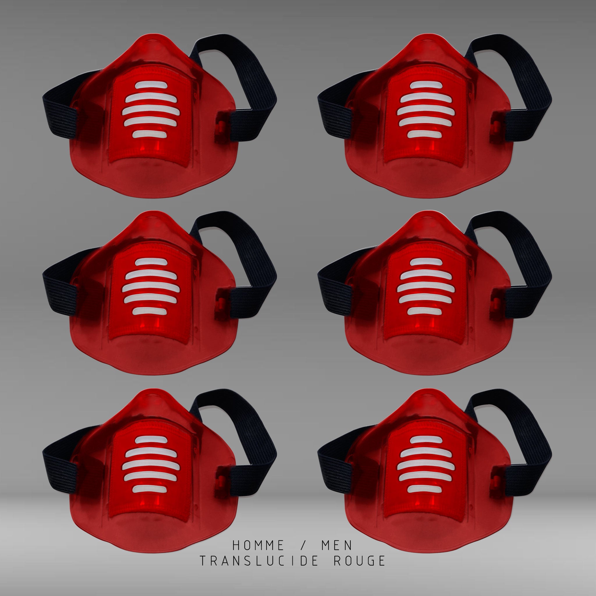 MASK-PRO TRANSLUCIDE ROUGE PAR PACK DE 6 PIÈCES