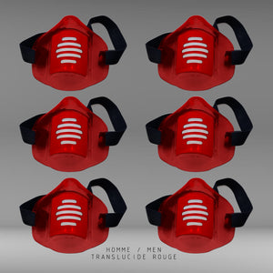 MASK-PRO TRANSLUCIDE ROUGE PAR PACK DE 6 PIÈCES