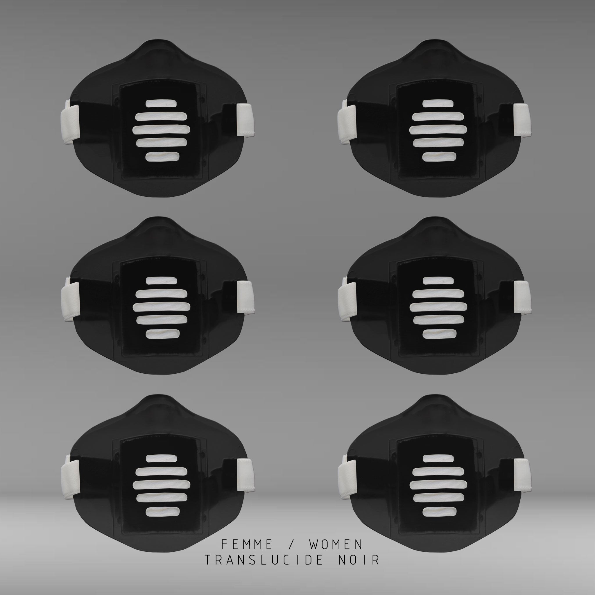 MASK-PRO TRANSLUCIDE NOIR PAR PACK DE 6 PIECES