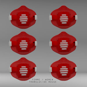 MASK-PRO TRANSLUCIDE ROUGE PAR PACK DE 6 PIÈCES
